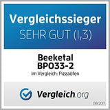 Beeketal 'BPO33-2' Profi Doppel Kammer Pizzaofen mit 2x 400x400 mm Schamottstein mit Pizzaschaufel, Gastro Steinbackofen für Pizza und Backwaren, Leistung 3000W, Pizzabackofen Temperatur bis zu 350°C